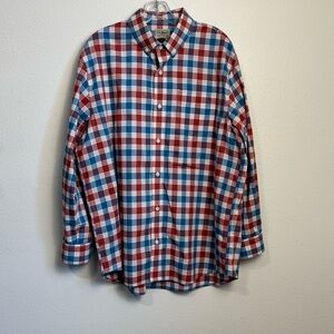 L.L. Bean Mens Traditional Fit Plaid Button Down Shirt Front Pocket Cotton Large